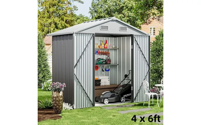 3×5 Ft 4×6ft 6×8 Ft 10×8ft 10×10ft 10×12ft Metal Outdoor Garden Storage Shed Motorcycle Sheds With Lockable - 4 X 6ft