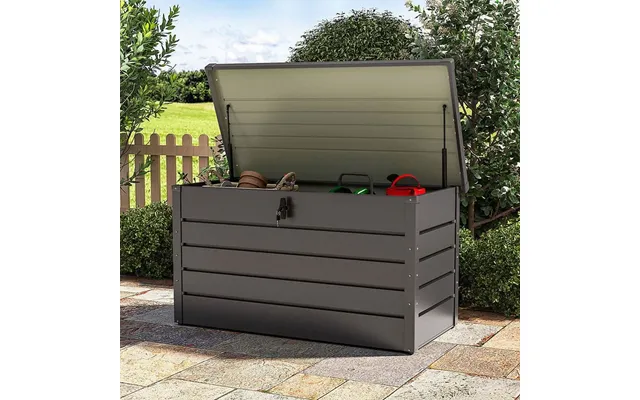 350l Metal Outdoor Garden Storage Box Lockable Grey