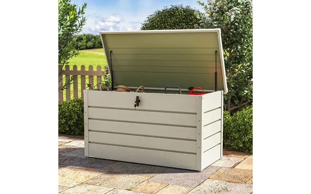 350l Steel Garden Steel Box Patio Waterproof Storage Box - White