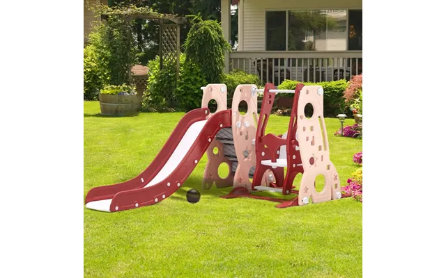 4-in-1 Toddler Climber And Swing Set With Basketball Hoop Kids Swing And Slide Set For Indoor Outdoor Playground
