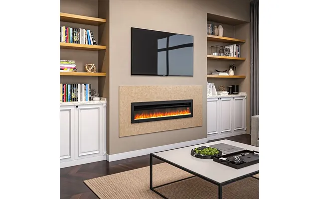 40 50 60 Inch Black White 9 Flame Colour Electric Fireplace 1800w Wall Mounted Heater With Installation Kit - Black 50in