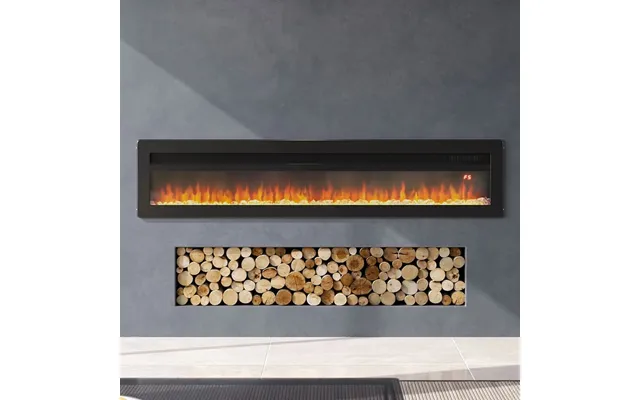 40 50 60 Inch Black White 9 Flame Colour Electric Fireplace 1800w Wall Mounted Heater With Installation Kit - Black 60in