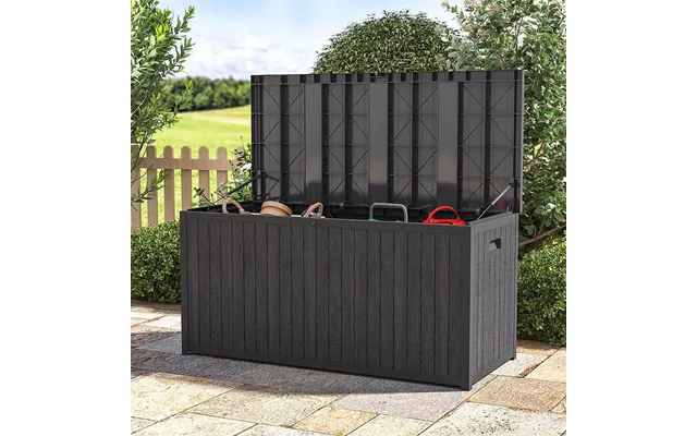 4ft Pp Garden Storage Deck Box Large Outdoor Grey Black - Style A Black