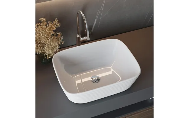 50.5cm W Bathroom White Square Countertop Sink