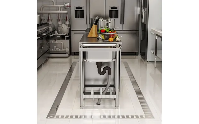 50cm W Silver Kitchen Commercial Sink Stainless Steel With Shelf
