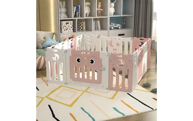 63cm H Kids Safety Play Yard Blue Foldable Home Activity Center - 14 Panels Pink
