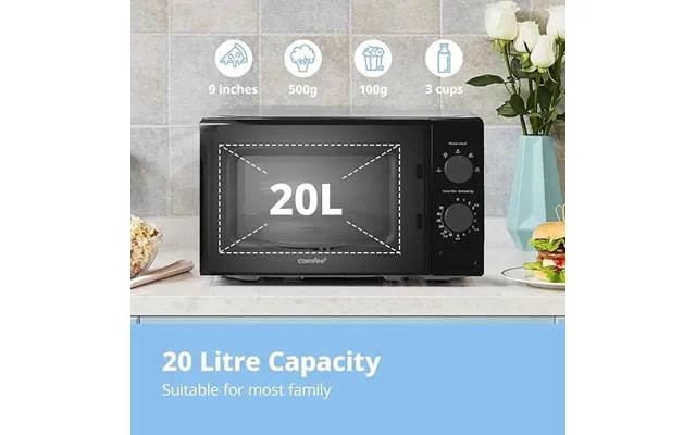 700w 20l Countertop Microwave Oven With Dual Knob - Black