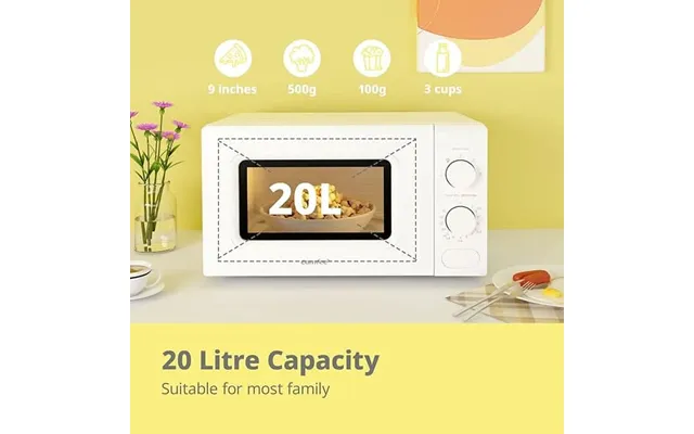 700w 20l Countertop Microwave Oven With Dual Knob - White