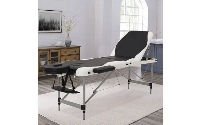 7ft W Black And White Leather Upholstered Adjustable Massage Bed