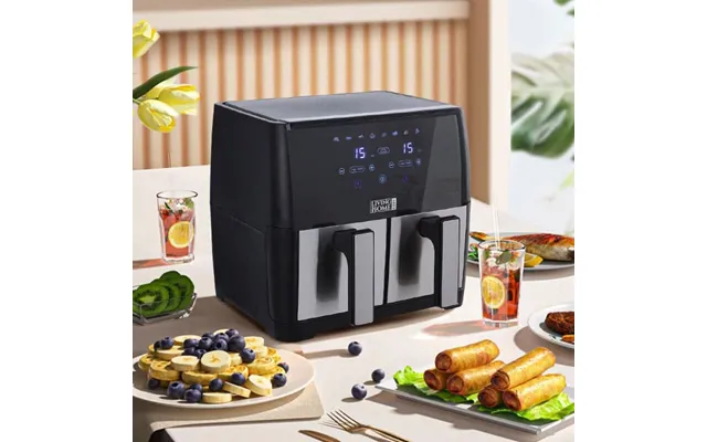 8l Black Touch Screen Air Fryer With Dual Basket - Silver Dual Basket