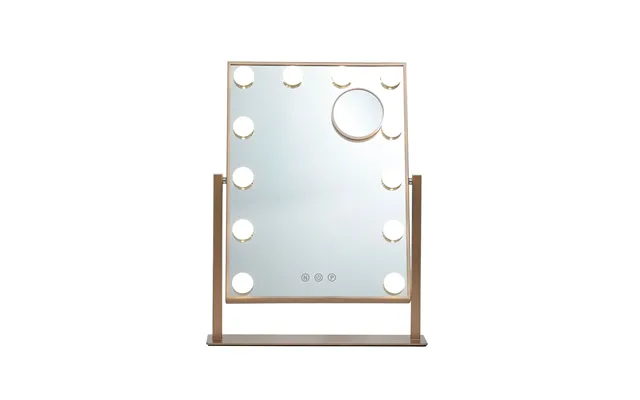 Adjustable Large Rectangular Lighted Makeup Mirror - Rose Gold With Magnifier