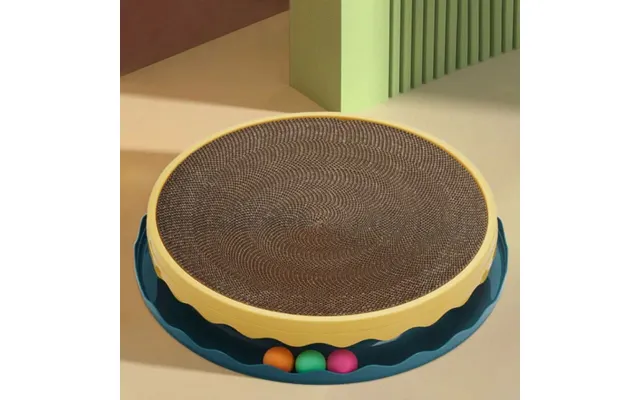 Circular Cat Scratching Board With Ball Toy - Blue