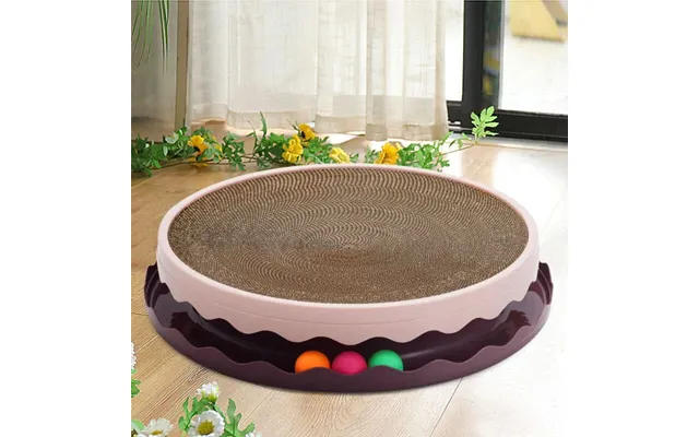 Circular Cat Scratching Board With Ball Toy - Brown
