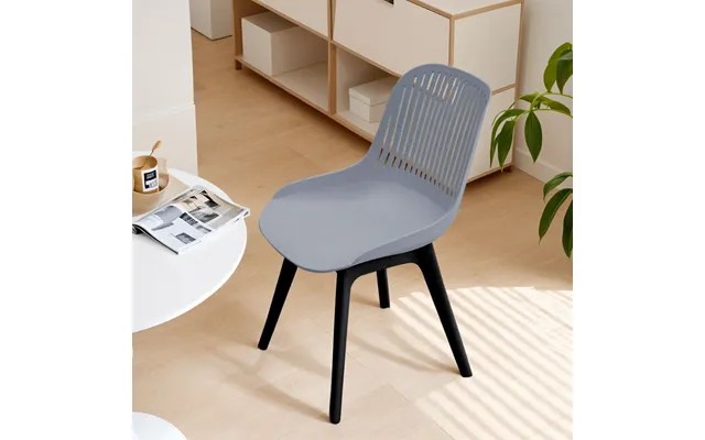 Classic White Plastic Chair, Set Of Four, Durable And Lightweight - 48cm L X 60cm W X 84cm H Gray