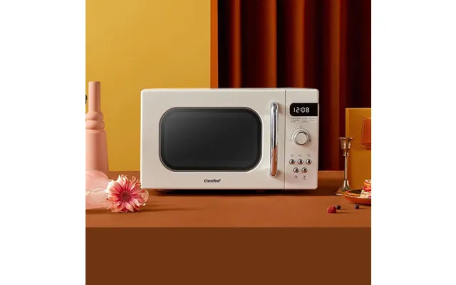 Comfee 800w 20l Retro Microwave Oven With Led Display Red Cream Pastel Green - Cream
