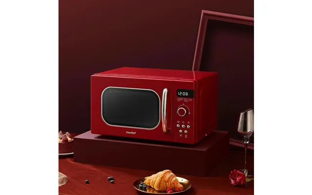 Comfee 800w 20l Retro Microwave Oven With Led Display Red Cream Pastel Green - Red
