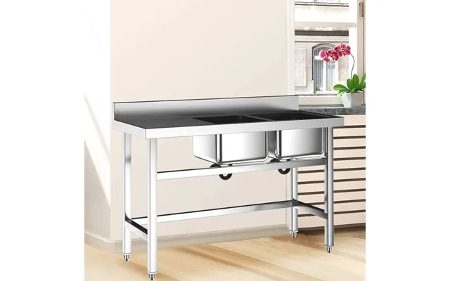 Commercial Kitchen Sink 2 Compartment Stainless Steel With Left Drainboard - Version A