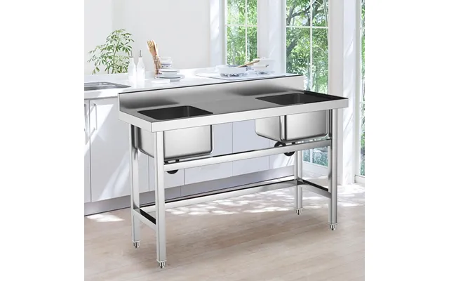 Commercial Kitchen Sink 2 Compartment Stainless Steel With Left Drainboard - Version B