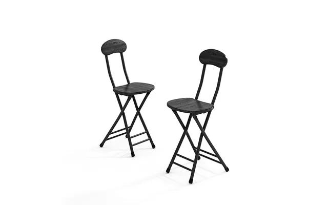 Compact Folding Dining Chair Minimalist Metal Frame - 2 Chairs Black