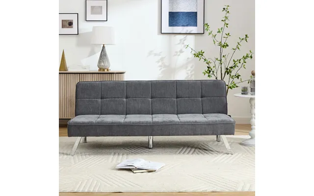 Convertible Sofa Bed With Tufted Fabric And Metal Legs