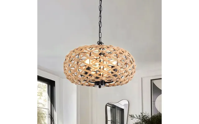 Glyph-lightsin Rustic Hemp Rope Globe Pendant Light For Farmhouse And Industrial Style - 1 Unit