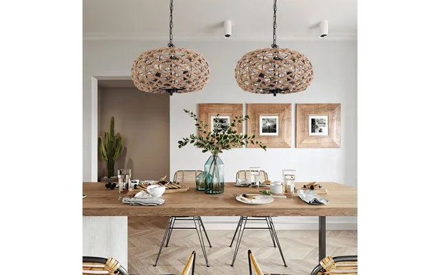 Glyph-lightsin Rustic Hemp Rope Globe Pendant Light For Farmhouse And Industrial Style - 3 Units