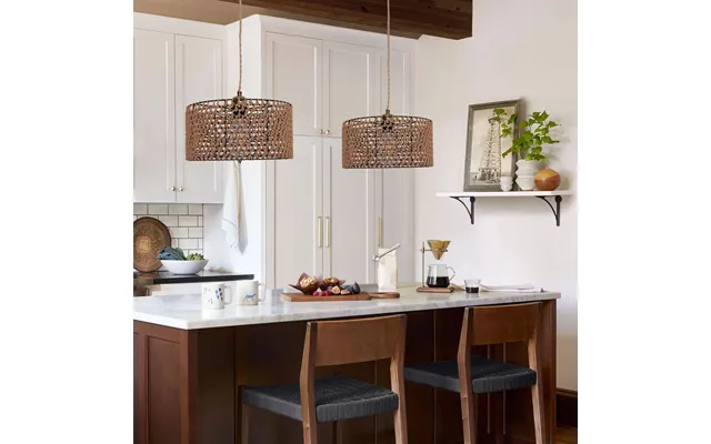 Lightsin Boho Paper Rope Iron Pendant Light For Cozy Interiors - 2 Unit