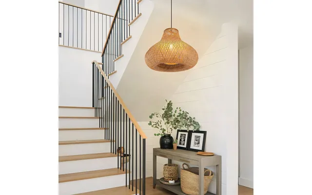 Lightsin Gourd Bamboo Pendant Light Handwoven Eco-friendly Ceiling Light For Living Room & Kitchen Decor - 2 Unit