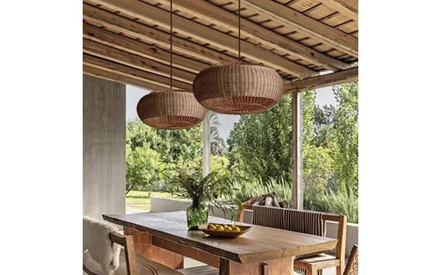 Lightsin Handcrafted Rattan Pendant Light In Flat Round Basket Shape - Special Deal 60cm Dia×33cm 2 Units