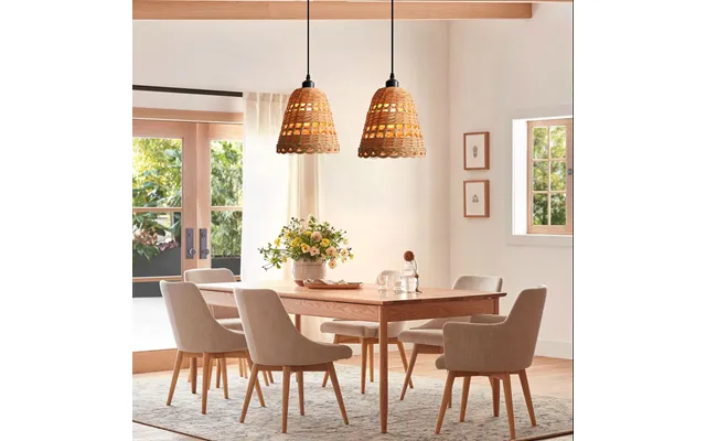 Lightsin Modern Bamboo Handwoven Warm Glow Pendant Light - 2 Unit
