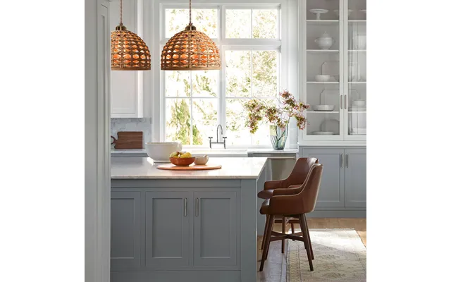 Lightsin Nature-inspired Wooden Dome Warm Glow Pendant Light - 2 Unit