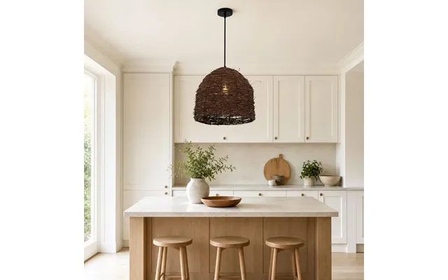 Lightsin Rustic Woven Rattan Dome Pendant Light For Cozy Interiors