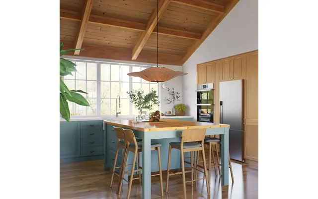Lightsin Serene Wood Veneer Led Pendant Light With Tranquil Disc Design - S 2 Unit