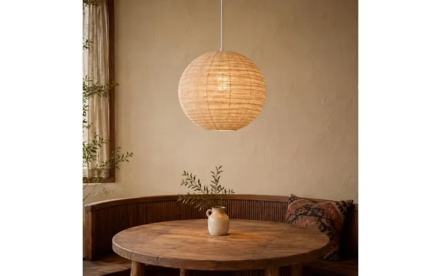 Lightsin Wabi-sabi Linen Spherical Pendant Light For Bedroom, Dining Room & Boho Interiors - Dia 30cm 1 Unit In Stock