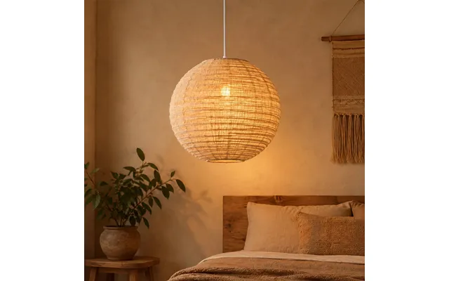 Lightsin Wabi-sabi Linen Spherical Pendant Light For Bedroom, Dining Room & Boho Interiors - Dia 40cm 1 Unit Special Dea