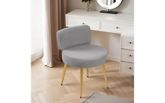Linen Vanity Stool Chair With Metal Legs - 1 Unit