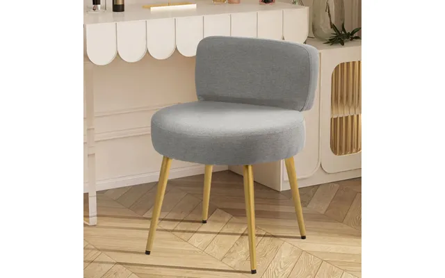 Linen Vanity Stool Chair With Metal Legs - 2 Units