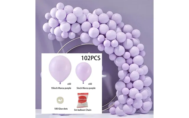 Macaron Solid Colour Balloon Garland Kit For Wedding & Party Styling 5m Chain With Glue Dots - Macaron Purple 100pcs
