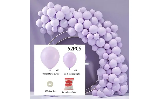 Macaron Solid Colour Balloon Garland Kit For Wedding & Party Styling 5m Chain With Glue Dots - Macaron Purple 50pcs