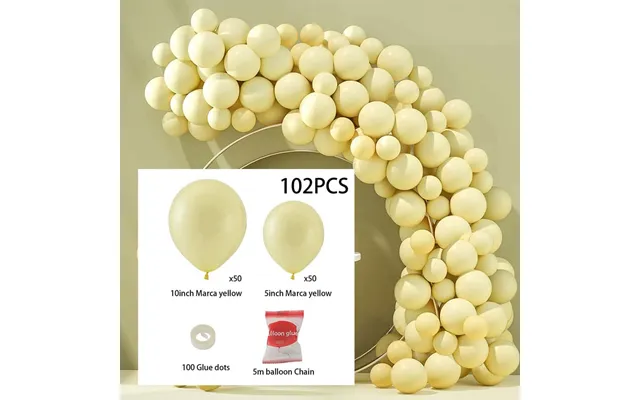 Macaron Solid Colour Balloon Garland Kit For Wedding & Party Styling 5m Chain With Glue Dots - Macaron Yellow 100pcs