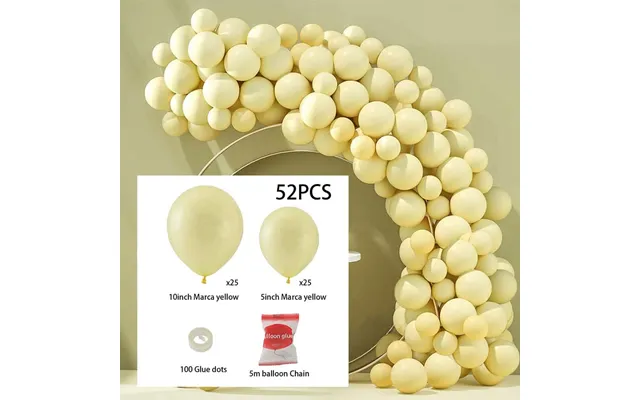 Macaron Solid Colour Balloon Garland Kit For Wedding & Party Styling 5m Chain With Glue Dots - Macaron Yellow 50pcs