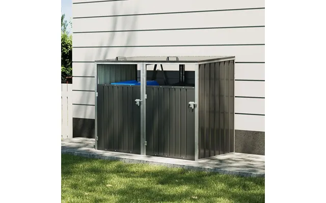 Metal Outdoor Bin Shed For 1 2 3 4 Trash Bins - Charcoal Black Doublebin