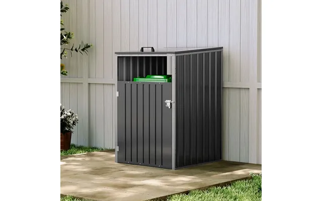 Metal Outdoor Bin Shed For 1 2 3 4 Trash Bins - Charcoal Black Singlebin