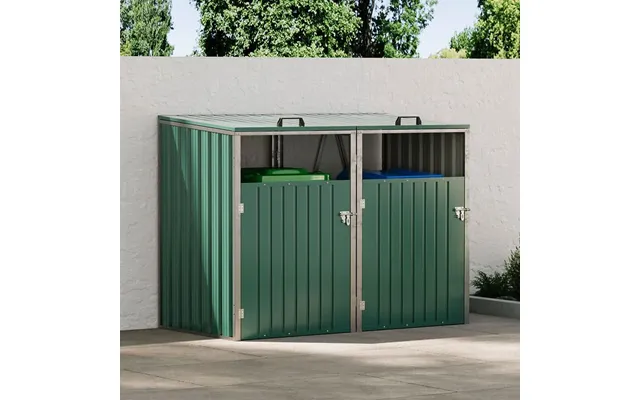 Metal Outdoor Bin Shed For 1 2 3 4 Trash Bins - Green Doublebin