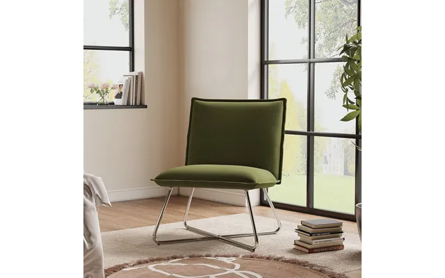 Modern Linen Accent Chair With Chrome Crossed Frame - Picasso White