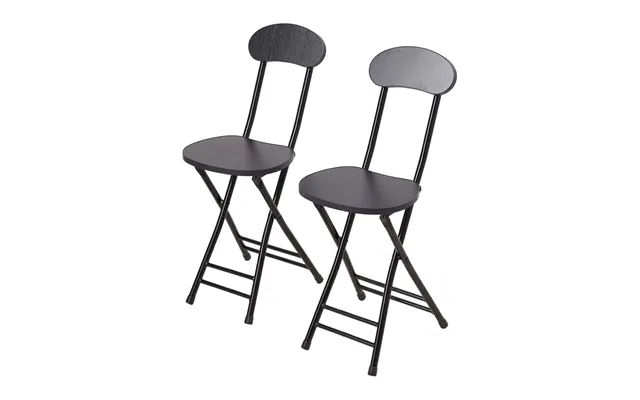 Portable Folding Dining Chair Compact Space Saving Seating - Black Set Of 2
