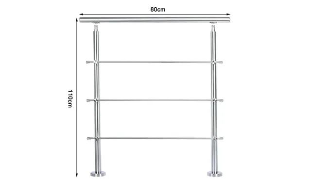 Silver Floor Mount Stainless Steel Handrail For Slopes And Stairs - 80cm