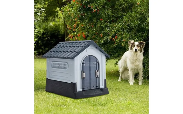 Small Medium Weatherproof Comfortable Dog House Kennel With Skylight And Door - 57cm W X 68cm D X 66cm H