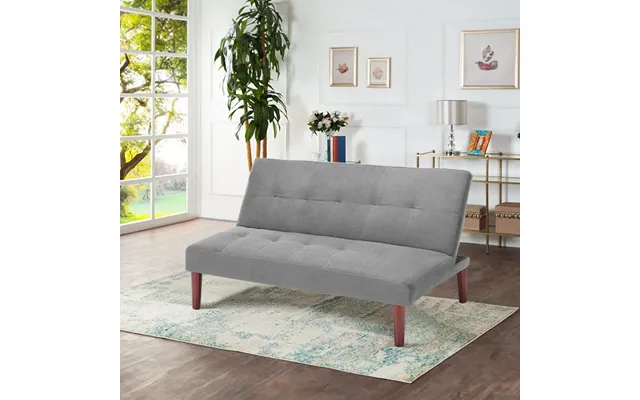 Small Modern 2-seater Padded Convertible Sofa Bed With Wooden Legs - Grey