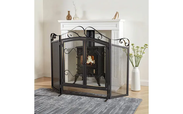 Smallbee Iron Fireplace Screen Black Powder-coated 114.7x84x16